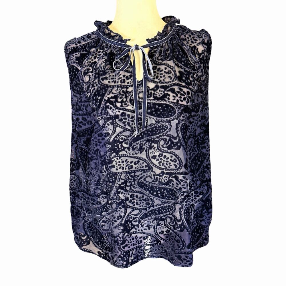 Womens Burnout Velvet Flocking Sheer Top XL Blue Whimsigoth Darkfairy Fairygoth